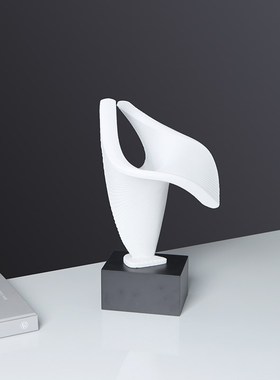 现代简约白色抽象创m意几何摆件售楼部客厅书房软装饰品博古架摆