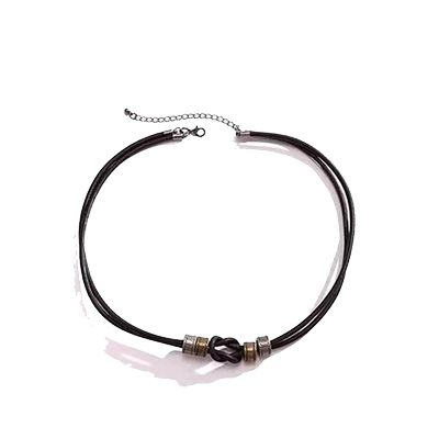 新款复古皮革打结圆环项链男士