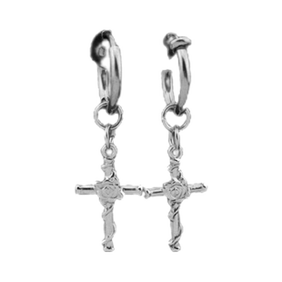 潮流男士耳夹小众潮男耳钉黑色十字架耳环痞帅单只耳饰无耳洞耳坠