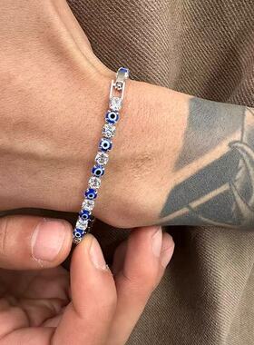 Vintage古着蓝白镶嵌手链高级感