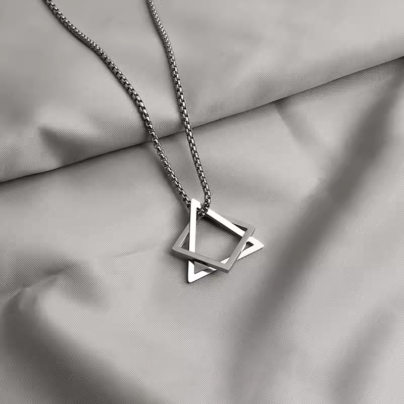 ins风几何吊坠钛钢项链男女