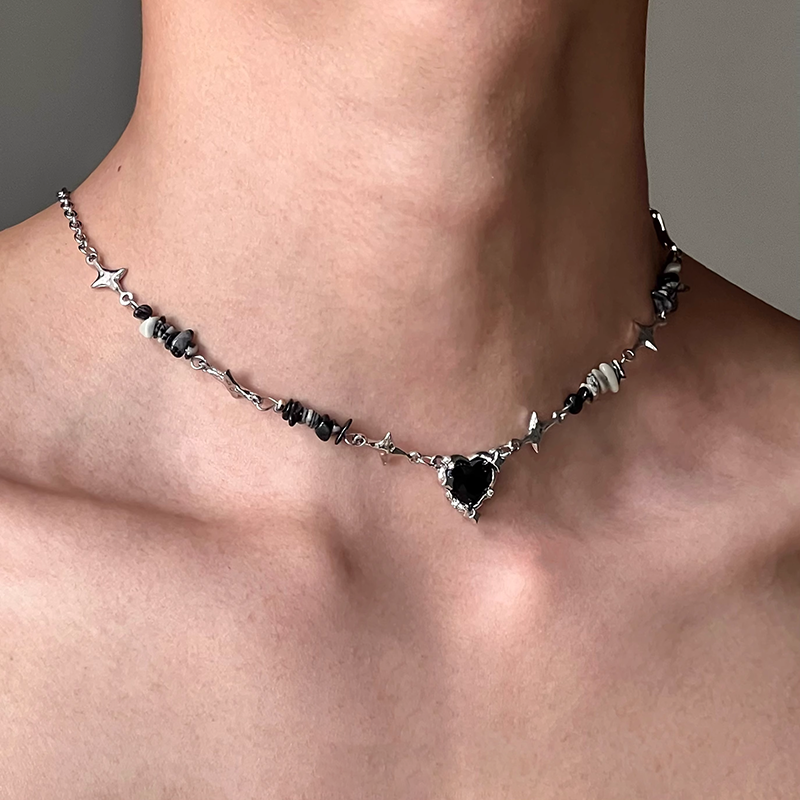 黑色星芒爱心项链街头百搭高级感痞帅小众设计高级感潮流配饰男女,饰品/流行首饰/时尚饰品新,项链,淘宝优惠券,粉丝福利购,淘宝优惠卷