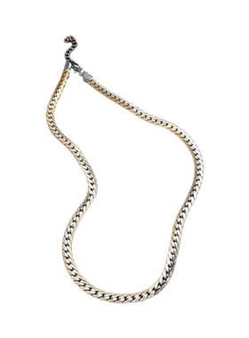 新款压花古巴链钛钢项链男款金色