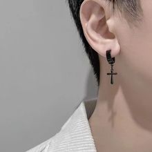十字架耳夹无耳洞男冷淡风男士单只耳钉ins潮男生耳环个性时尚
