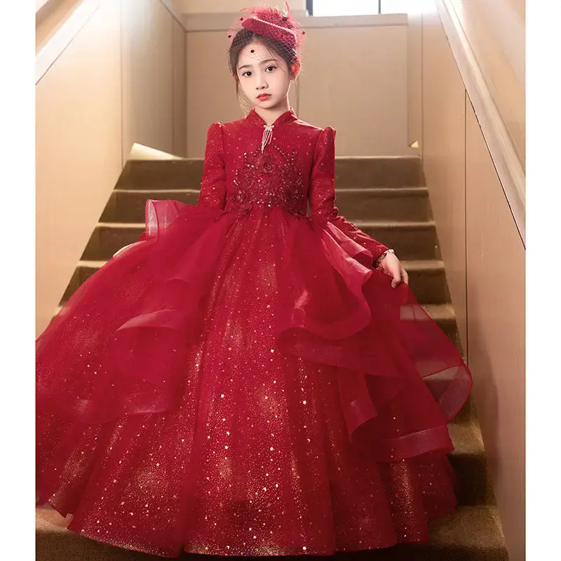 儿童演出服女童礼服高端轻奢小众生日公主裙花童小女孩钢琴演奏绝