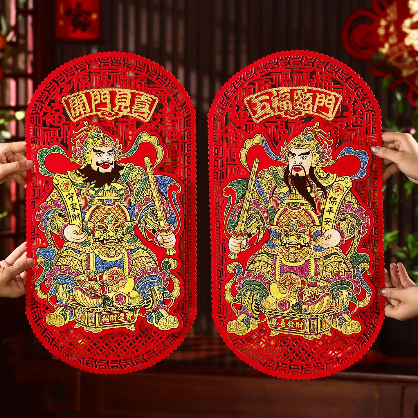 新年门神门贴2026马年烫金贴画过年大门年画装饰春节用品年货批发