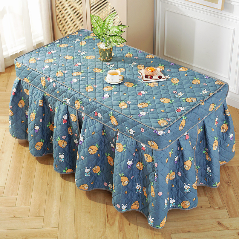 新款长方形烤火桌罩套桌布罩桌罩取暖桌电炉罩茶几电暖炉套裙摆款