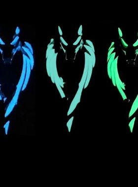 爆款夜光狼项链图腾北境北极狼王发光项链吊坠帅气复古嘻哈街头潮