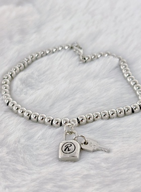 南京锁手链男女潮SID原版亮面朋克R锁情侣款定情圆珍珠手链