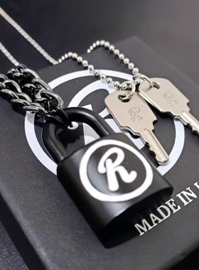 NANA黑色南京锁项链女潮SID原版哑光磨砂朋克莲R锁大号情侣礼物
