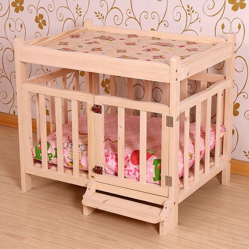 多省宠物床实木狗床实木可拆洗中D大型狗窝萨摩耶狗床宠物窝床