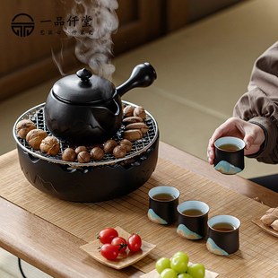 围炉煮茶器具新款防烫侧s把壶套装家用陶壶烤茶罐煮茶罐室内烧烤