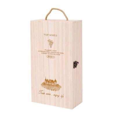 新品Double wine-made wooden box solid wood Om box wine box w