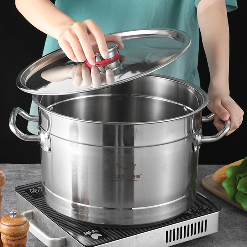 欧顿商用不锈钢高锅三层钢特x厚底汤锅卤味圆桶带盖子大容量煮粥