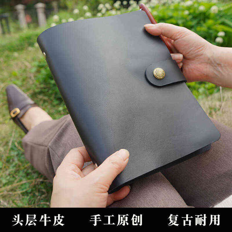 头层牛皮活页记事本A5r商务真皮手账加厚办公商务笔记本封面可定