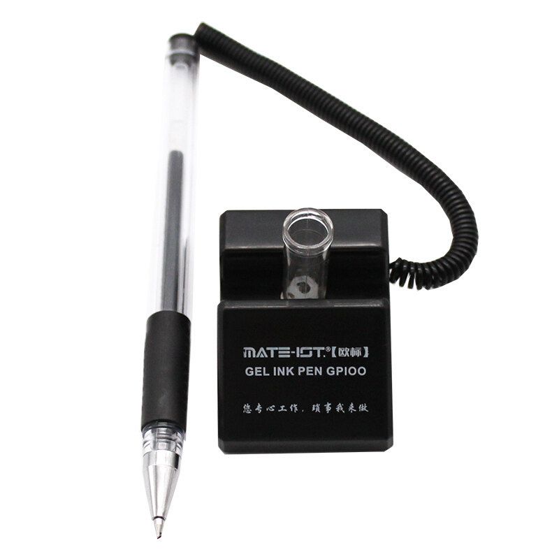 欧标台笔柜台签字中性笔0.5mm商务办公快易干台式签约笔银行办证