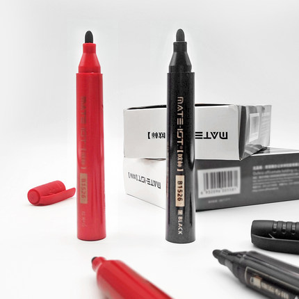 欧标（MATE-IST）油性记号笔物流大头笔标记笔马克笔可加墨装B1526黑色红色欧菲斯官方旗舰店