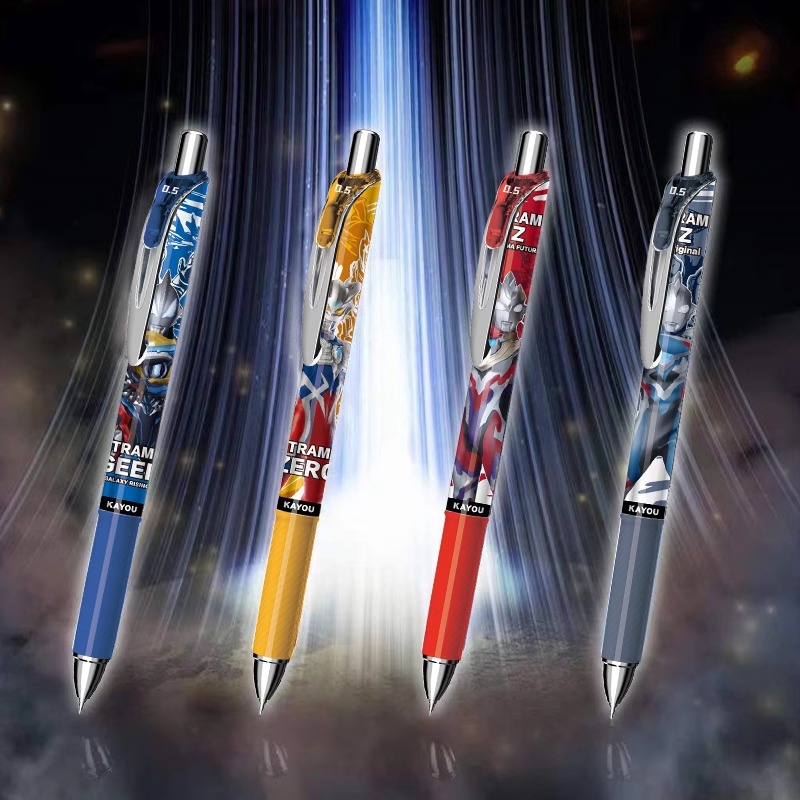 卡游 奥特曼中性笔光荣版第二弹2小学生学习用品奥特英雄圆珠笔减压签字黑笔全套装正版自动按动水笔旗舰店