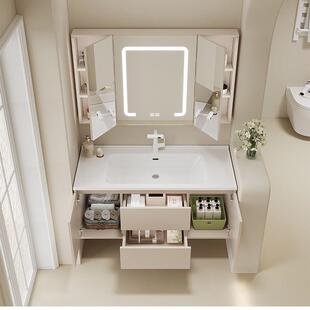 7678/86/88/96/98/106/108/116/118cm风水镜浴室柜陶瓷一体盆