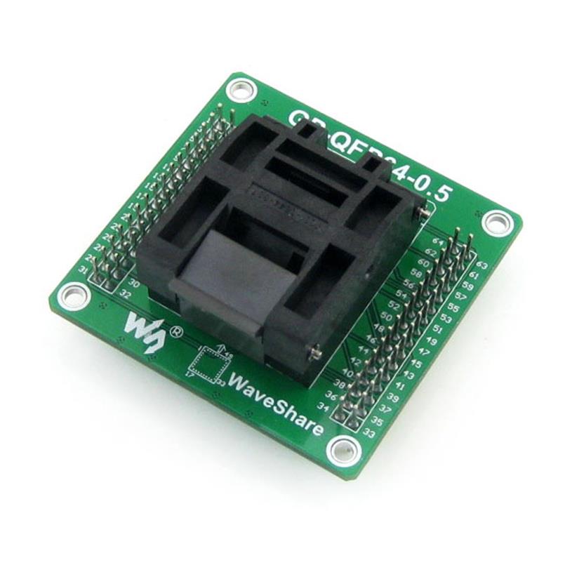 QFP64TQFP64IC51-0644-807通用测试座带排针微雪GP-QFP64-0.5