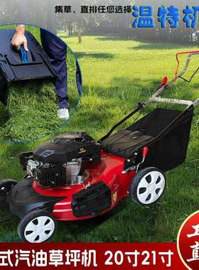 手推式汽油草坪机18寸自走集草碎草机公园小区草坪机