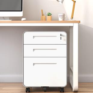 桌下活动柜铁皮文件柜办公室储物柜移动矮柜带锁抽屉柜收纳小柜J^