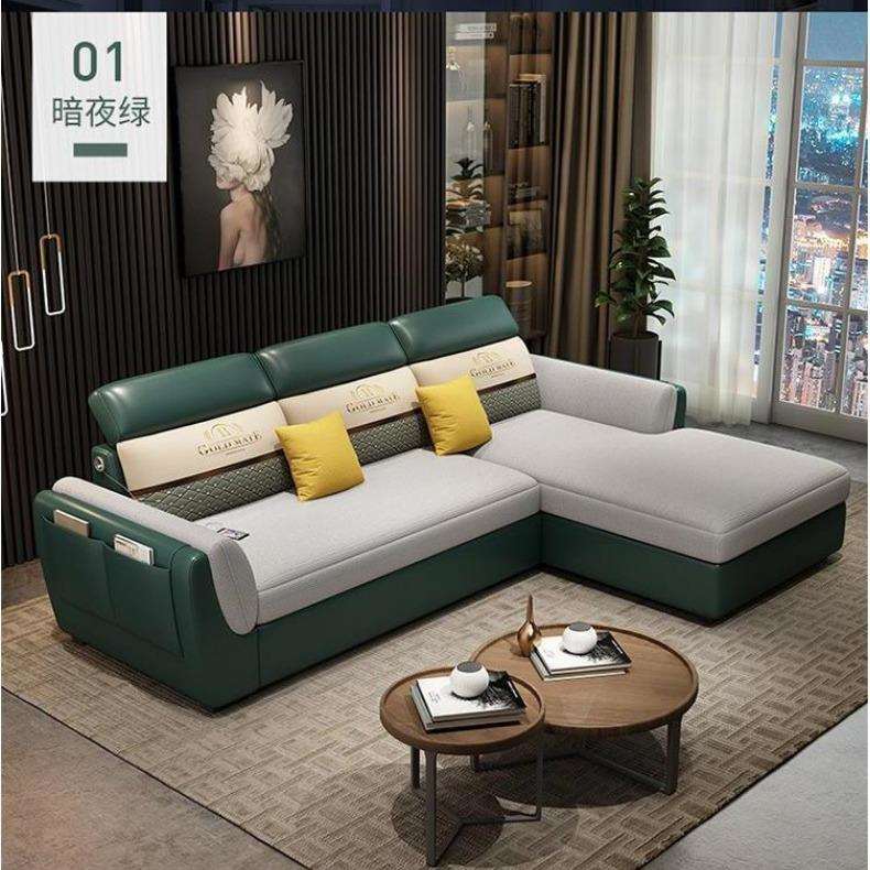 现代简约布艺可拆洗可折叠多功能坐卧两用转角贵妃乳胶网红沙发床