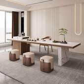 现代简约岩板实木岛台茶桌椅组合简约家用客厅茶室设计高级感茶台