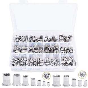 230PCS盒装公制/英制304不锈钢平头螺纹拉铆螺母套件