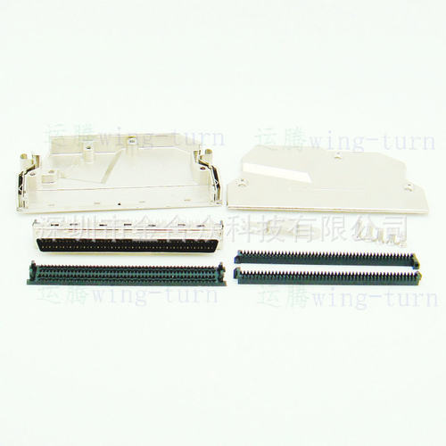 运腾 FMD100M-75AL SCSI 连接器 铁壳侧出线 100芯压线公头 插头