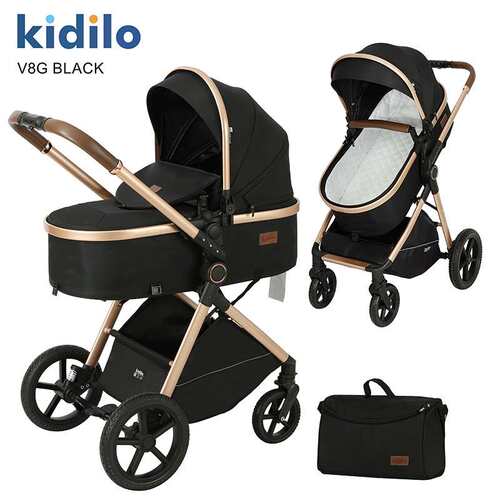 Kidilo婴儿车多功能睡篮可坐可躺新生儿童推车高景观宝宝手推车