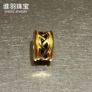 羽谁 3D硬金足金Charme XL黄金手链串珠饰品力量男女转运珠P7522