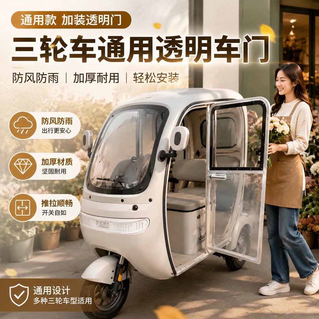 三轮车一体雨棚一体棚侧门改装