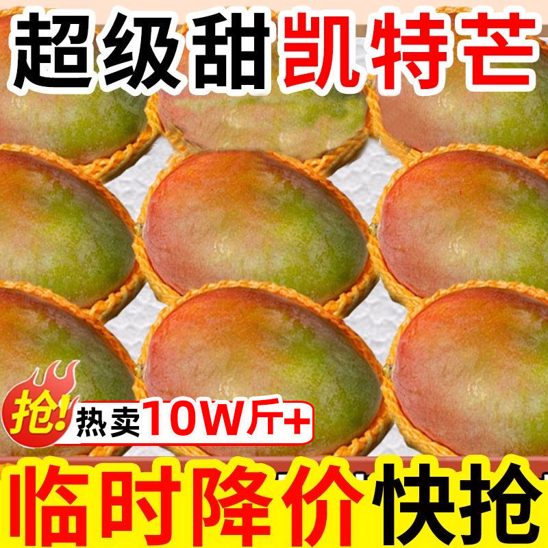 攀枝花凯特芒果9斤新鲜水果当季整箱四川忙果甜青皮大澳芒果包邮