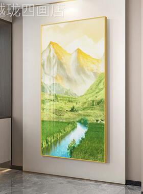 网红日照金山北欧入玄关装饰画户客厅版走廊挂画现壁代简竖约过道