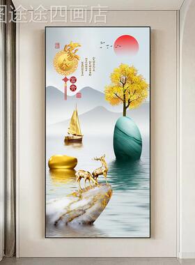 玄关装饰现代简约画入户正进门墙中壁对挂画新式走廊过道壁画轻奢