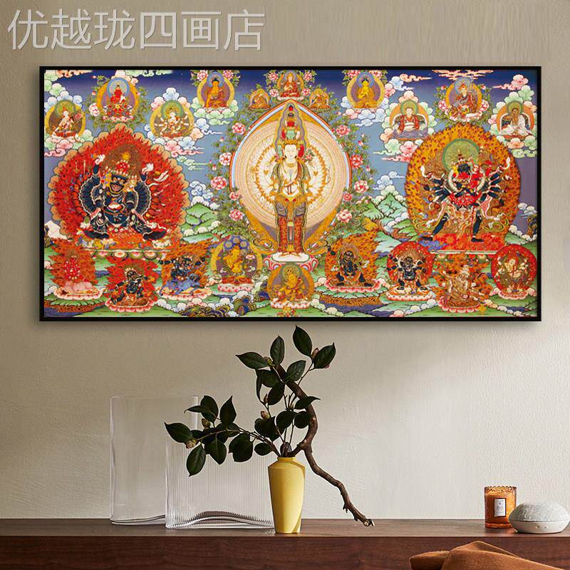 网红观音像挂用画家绿佛像唐卡装饰客画厅释迦摩尼度母萨佛堂菩中