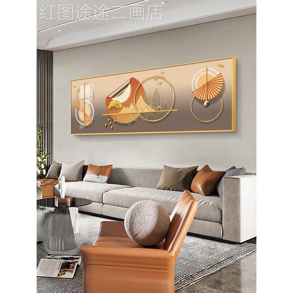 网红现代轻奢发背景墙幅装饰画客厅挂画大墙壁沙画气新大款壁晶瓷图片