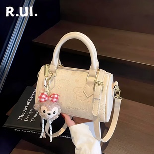 高级质感小众休闲枕头包女百搭2026手提斜挎包日韩风撞色波士顿包