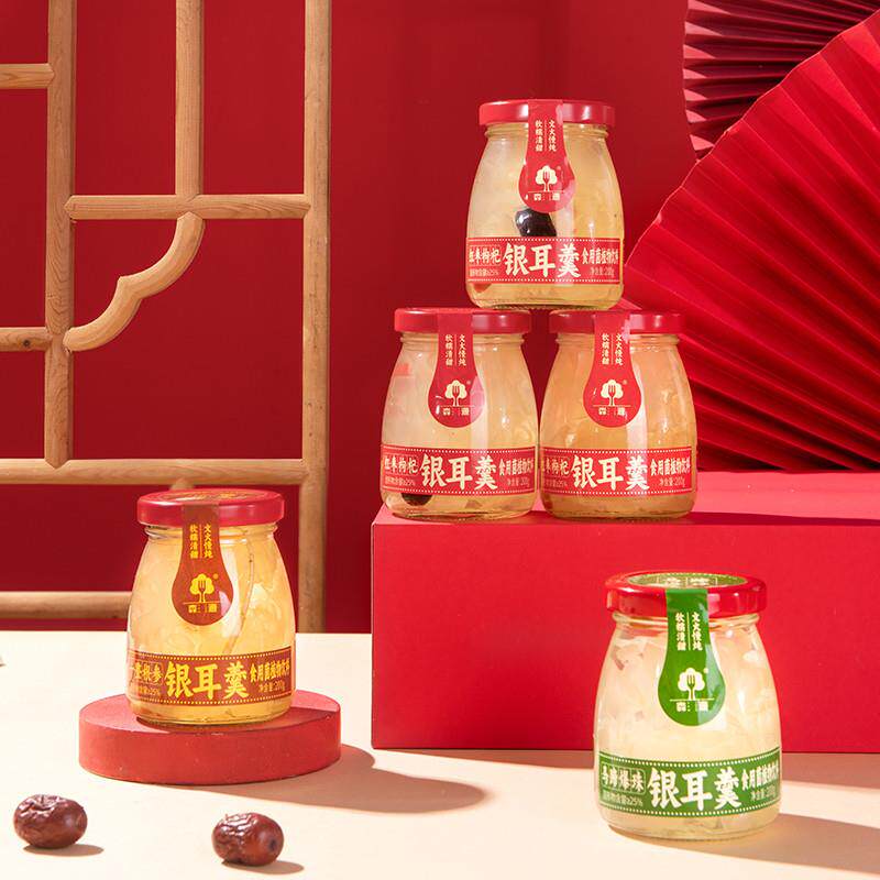 森源鲜炖银耳羹即食冰糖红枣枸杞汁代餐营养滋补饮品200g*6瓶简装