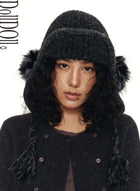 秋冬保暖加厚显脸小护耳毛线帽女
