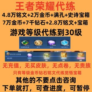 王者荣耀觉悟等级人机能力测试刷金币钻石铭文皮肤宝箱熟练度代练