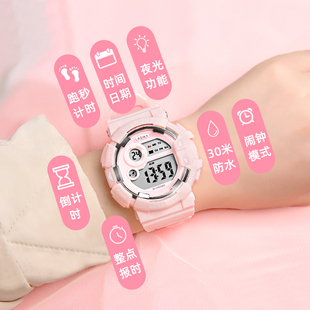 新儿童电子d手表小学生只看时间初中10岁以上女孩防水防摔12男13