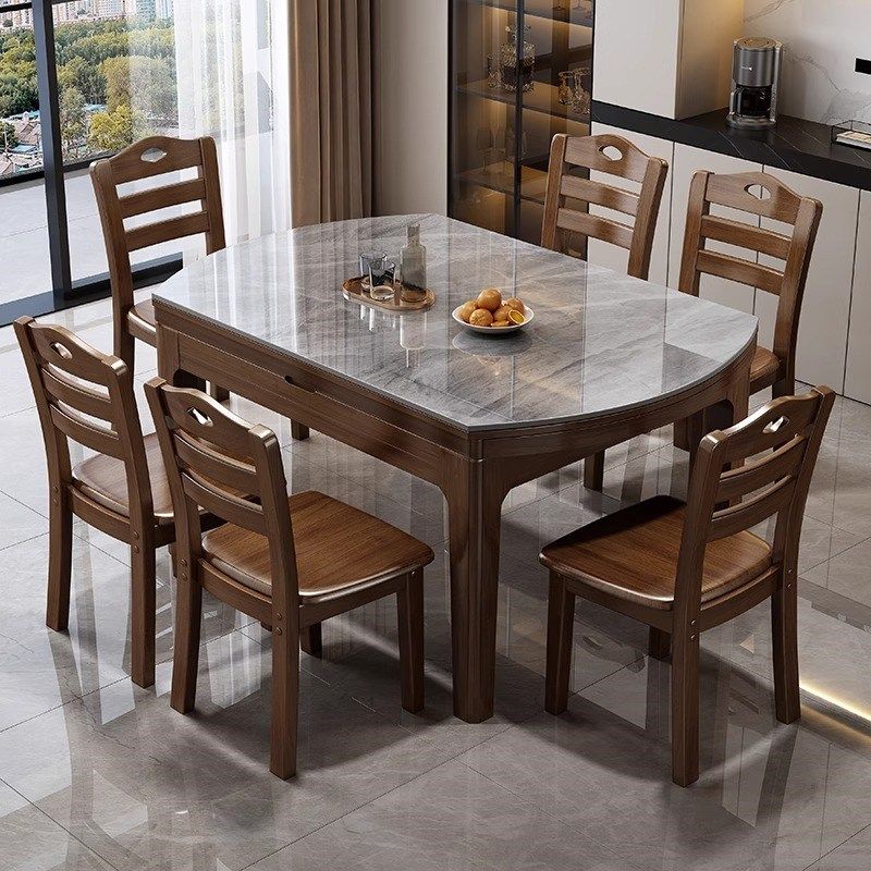 新实木岩板餐桌家用小户型s可变圆桌2025新款现代简约伸缩电磁炉,住宅家具,岩板餐桌,淘宝优惠券,粉丝福利购,淘宝优惠卷