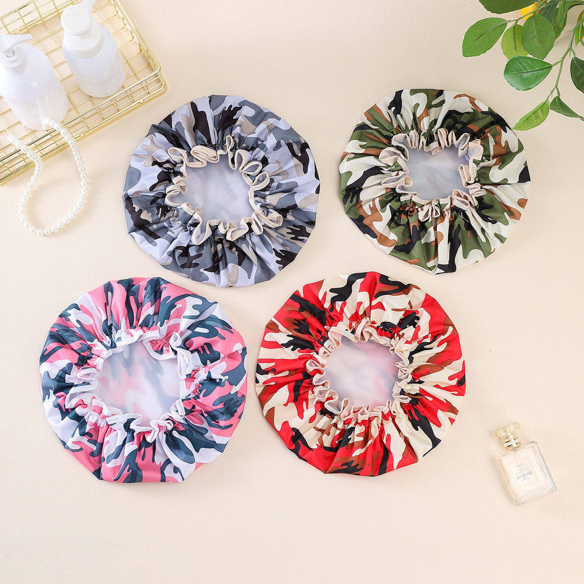 双层防水浴帽发帽peva防尘卡通涤棉印花沐浴洗头帽跨境亚马逊,婴童用品,洗发帽,淘宝优惠券,粉丝福利购,淘宝优惠卷