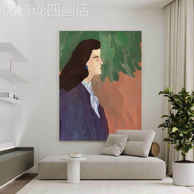网红玄.原手|绘後现代人抽象油画北欧物创艺术关客厅装饰画