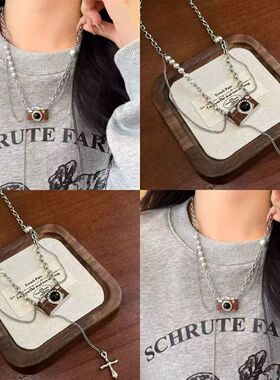 新中式复古相机吊坠项链女款