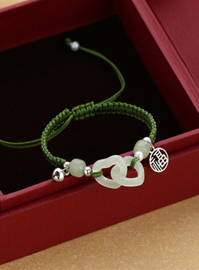 转运爱心双环福牌铃铛莲花手链
