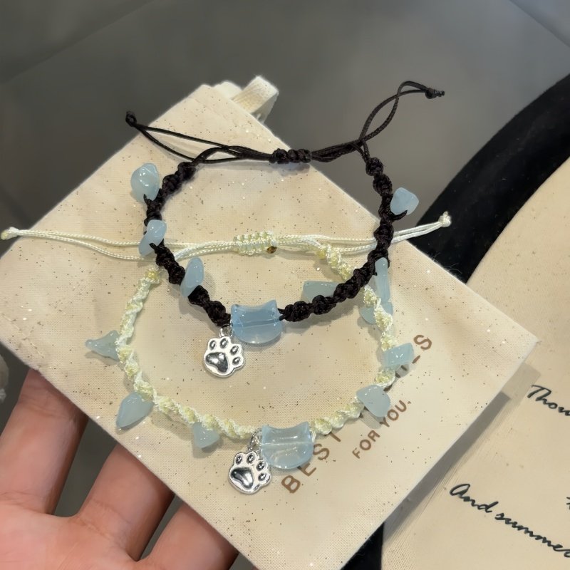 碎石猫咪手链女ins风原创小众高颜值编织手绳送闺蜜礼物情侣手饰,饰品/流行首饰/时尚饰品新,手链,淘宝优惠券,粉丝福利购,淘宝优惠卷