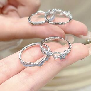 2025新款浪漫花枝情侣对戒荧光花语连理枝情侣对戒小众轻奢送对象